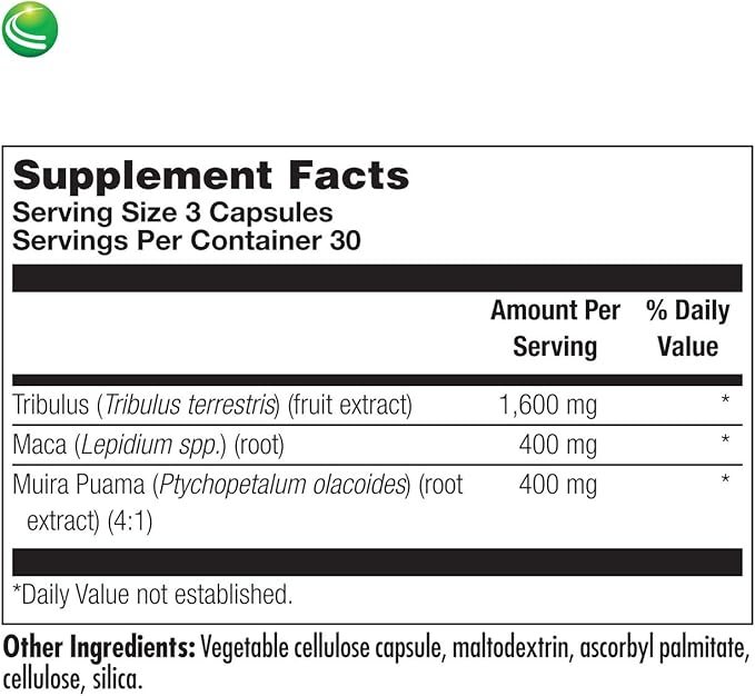 Nutra Biogenesis Andro Plus - Tribulus Terrestris Extract for Men, Maca Root Supplement for Men's Vitality with Muira Puama, Health and Wellness Support - 90 Vegetarian Capsules
