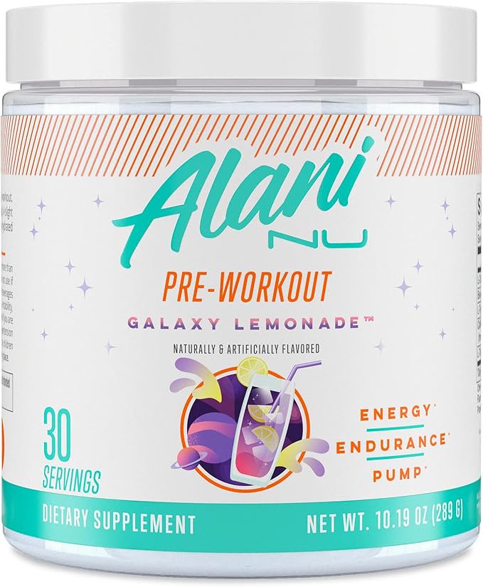 Alani Nu Pre Workout Powder Galatic Lemonade, Amino Energy Boost, Endurance Supplement, Sugar Free, 200mg Caffeine, L-Theanine, Beta-Alanine, Citrulline, 30 Servings