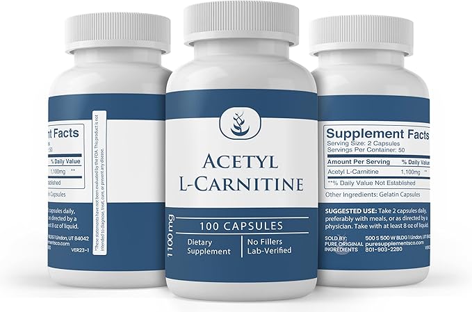 Pure Original Ingredients Acetyl L-Carnitine, (100 Capsules) Always Pure, No Additives Or Fillers, Lab Verified