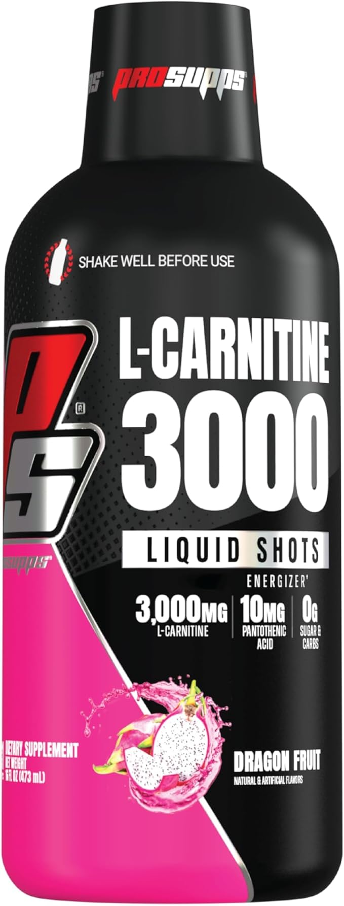 PROSUPPS L-Carnitine Liquid 3000, Stimulant-Free Liquid Shots for Men & Women - Clean Workout Drink for Energy, Performance & Muscle Recovery - No Sugar, No Carbs - 31 Servings, Dragon Fruit