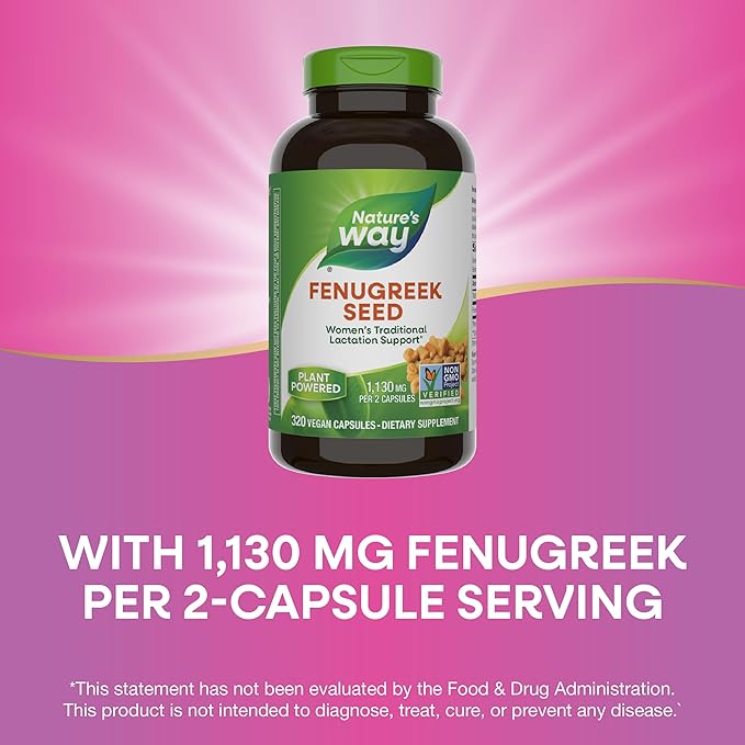 Nature's Way Fenugreek Seed, Traditional Lactation/Breastfeeding Support*, Non-GMO Project Verified, Vegan, 320 Capsules