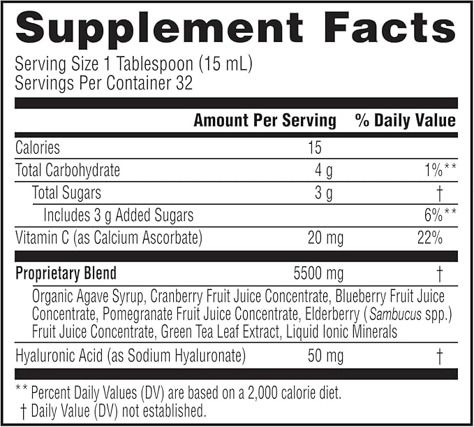 NeoCell Hyaluronic Acid Liquid with Vitamin C, Berry, 16 Fl Oz (Pack of 1) - Packaging May Vary