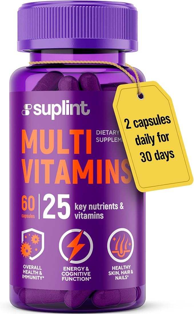 Multivitamin Supplement | Complex with Vitamin A, C, D, E, K1, B, Zinc & Chromium | Hair, Skin & Nail Beauty Vitamins | Immune Support Supplements for Men & Women | 60 Capsules