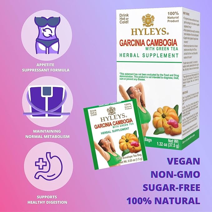 HYLEYS Tea Garcinia Cambogia Green Tea Original Flavor - 25 Tea Bags (12 Pack - 300 Tea Bags Total)