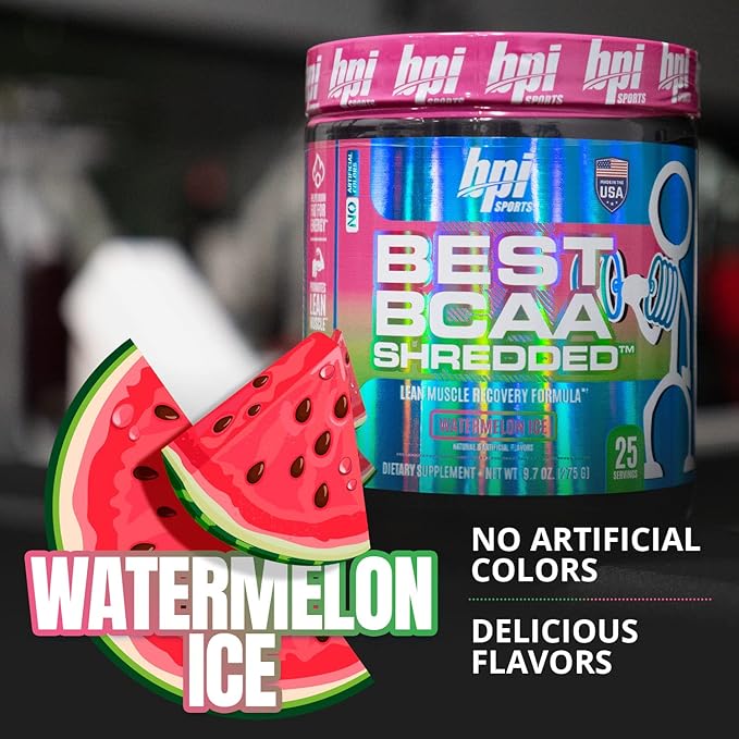 BPI Sports Best BCAA Shredded - Converts Fat to Energy - Weight Loss and Lean Muscle Support - Post-Workout Recovery - Watermelon Ice, 25 Servings, 275 g