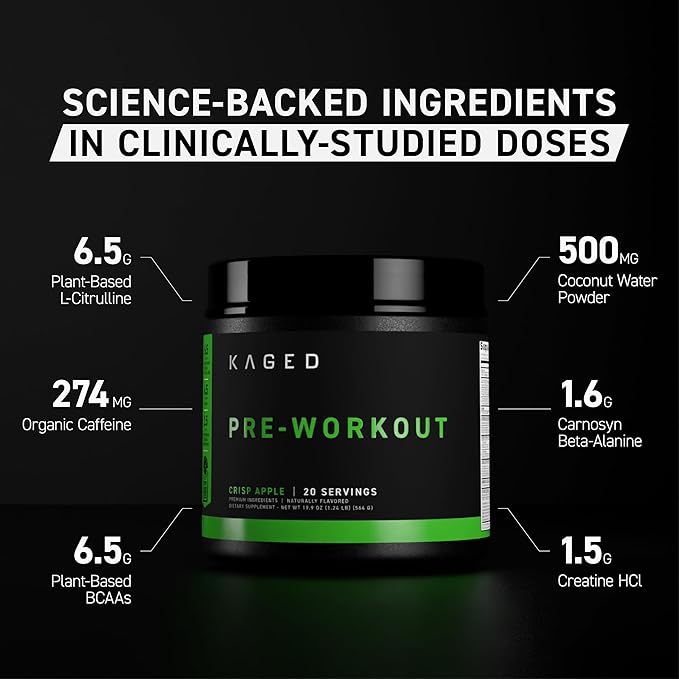 Kaged Original Pre Workout Powder Pink Lemonade Pre-Kaged Formulated with Creatine, Beta Alanine, Pure Caffeine 20 Servings