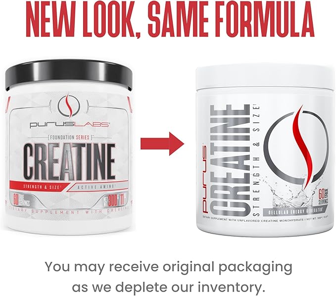 Purus Labs Foundation Series Creatine Powder | 100% Ultra Pure Micronized Creatine for Strength, Mass, Power, Recovery | 60 Servings (Unflavored)