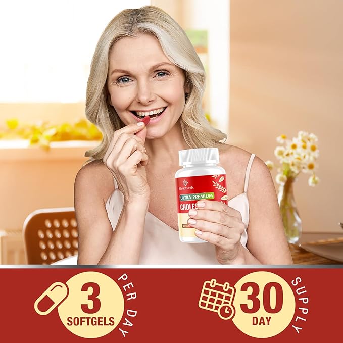 Cholesterol Supplements with Plant Sterols, Niacin, Red Yeast Rice, Bergamot, Omega-3 & Garlic - Max Absorption - 270 Softgels