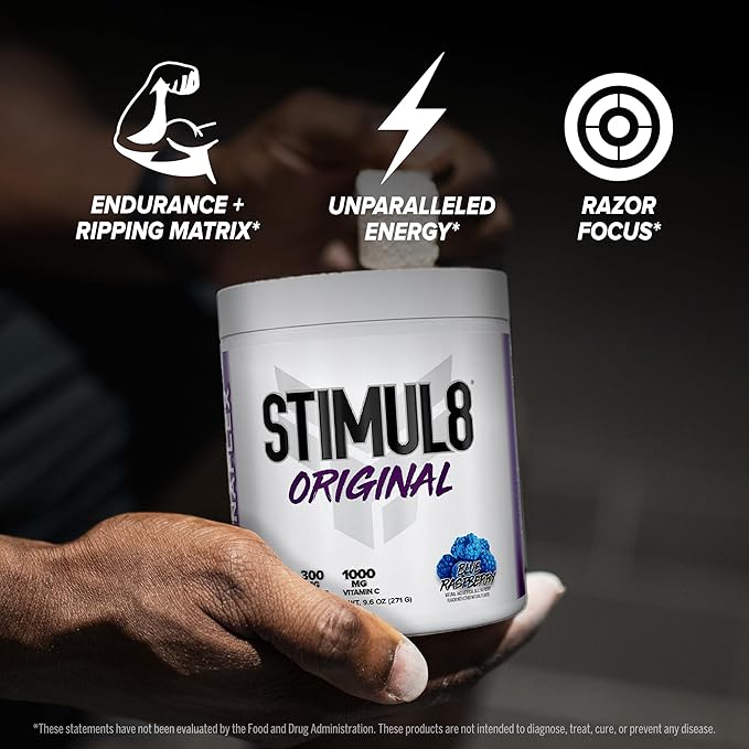 FINAFLEX STIMUL8 Original Pre-Workout, Blue Raspberry - Energy, Strength & Endurance for Men & Women - with Caffeine, Beta-Alanine & Vitamin C - 35 Servings