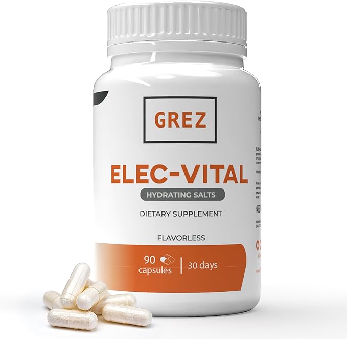 GREZ ELEC-Vital Sugar Free Electrolyte Pills - Electrolyte Capsules - Complete Keto Electrolytes Supplement Mineral Support, Zinc Salt Pills for Fasting Electrolytes - 90 Caps, 30 Days