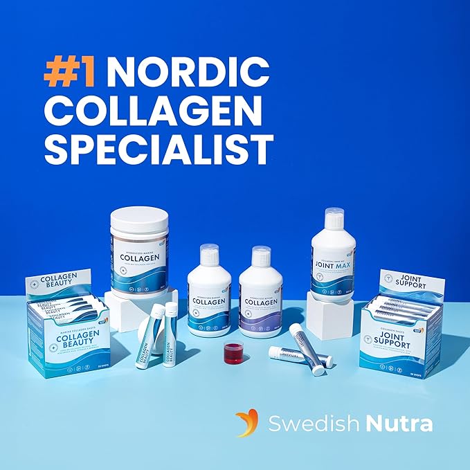Swedish Nutra - Joint Support 30 Shots I Collagen Type I, II & III I Glucosamine, MSM, Chondroitin, Turmeric I Sugar-Free - 30 Day Supply