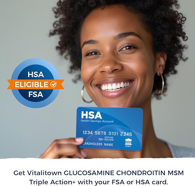 Vitalitown Glucosamine Chondroitin MSM | Triple Action+ Supplement | Turmeric, Collagen, Boswellia, Hyaluronic Acid | 12 Ingredients for Flexibility & Mobility | 240 Tablets, No Shellfish