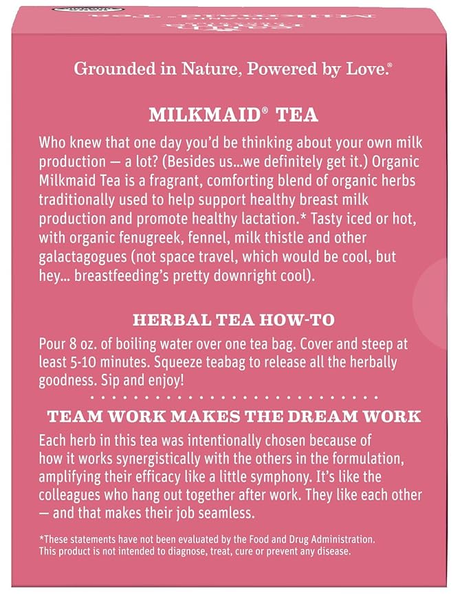 Earth Mama Organic Milkmaid® Tea | Lactation Support Herbal Tea Bags for Breastfeeding, Decaf Lactation Supplement for Increased Breast Milk Production, With Milk Thistle & Fenugreek (16 Count)