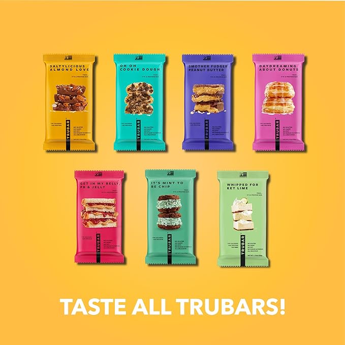 TRUBAR Vegan Protein Bar, Saltylicious Almond Love, Gluten Free, Plant Based, High Fiber, Dairy Free, Low Fat, Non GMO, No Sugar Alcohols, 12G Lean Protein, 13G Fiber, Healthy Snack Bars, 12 CT