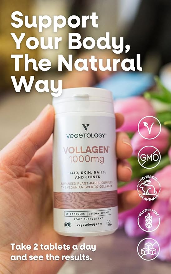 Vollagen Plant Based Complex – Plant Based Protein Alternative to Collagen – Amazing Hair Skin Nails Supplement – Delivers a Complex of Amino Acids (1000 mg - 60 Tablets)