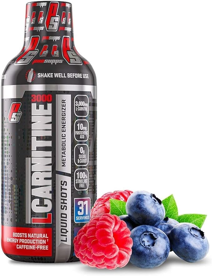 PROSUPPS L-Carnitine Liquid 3000, Stimulant-Free Liquid Shots for Men & Women - Clean Workout Drink for Energy, Performance & Muscle Recovery - No Sugar, No Carbs - 31 Servings, Blue Razz