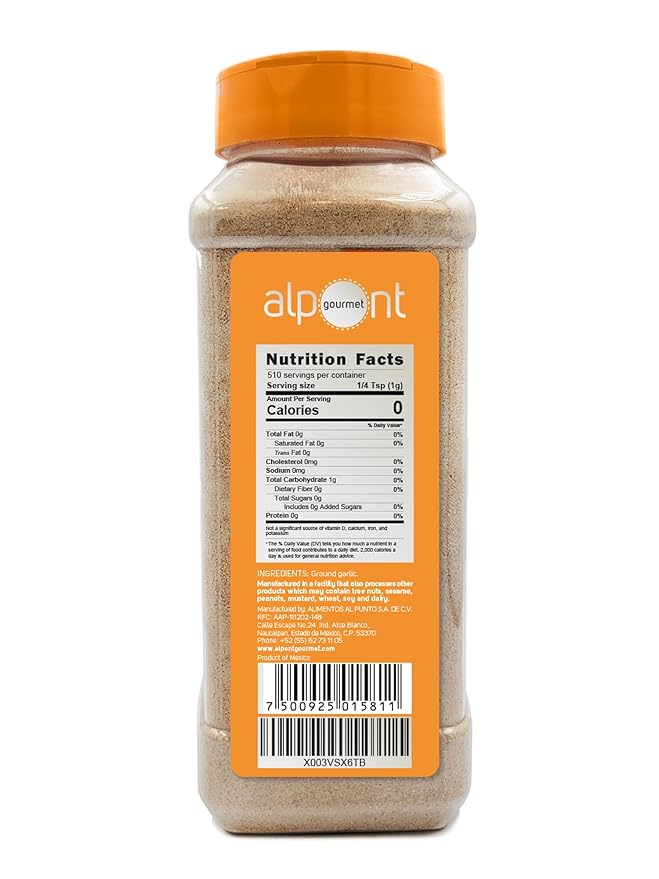 ALPONT GOURMET Garlic Powder 18oz (510g), All Natural, Non-GMO, Packed To Keep It Fresh, Premium Quality