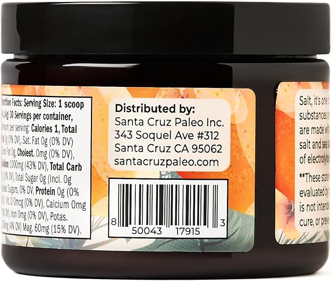 Santa Cruz Paleo Electrolyte Powder Mango with Himalayan & Sea Salt, Magnesium, Potassium, Sugar-Free, 30 Servings