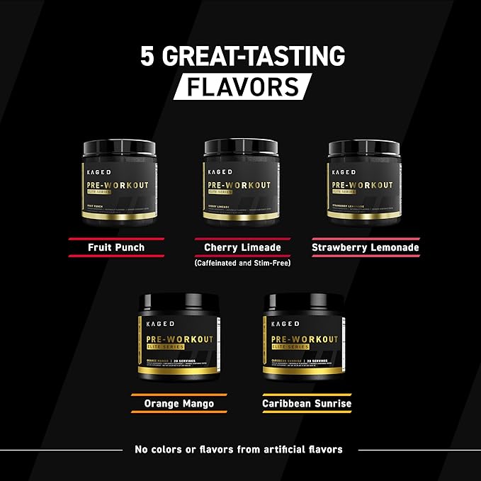 Kaged High Stimulant Pre Workout Powder | Strawberry Lemonade | Pre-Kaged Elite | L-Citrulline | Creatine | Beta Alanine | 388mg Caffeine | Nitric Oxide Booster | 20 Servings