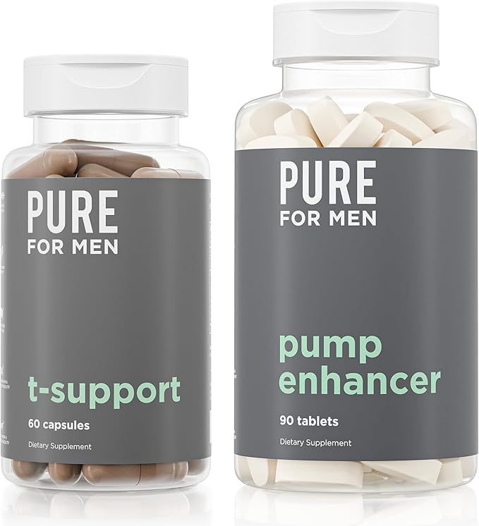 Pure for Men Peak Performance Pack | Support Strength, Energy, Endurance & Physical Activity | Stimulate Workouts with Ashwagandha & L-Arginine | 60 Capsules & Pump Enhancer, 90 Tablets