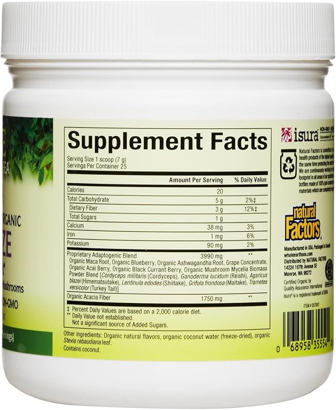 Whole Earth & Sea from Natural Factors, Energize Adrenal Boost with Maca Root, Ashwagandha & More 6.2 oz Powder