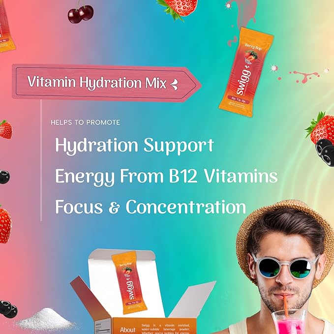 Electrolytes Powder Packets Daily Multi Vitamin Water Hydration Packet Powder No Sugar 2500 mcg B12, C + D + B6, Folate, Iron Zinc + More