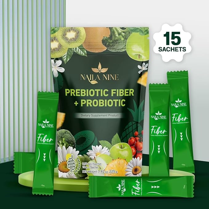 Prebiotic Fiber Supplement Powder Apple and Kiwi Flavour Pack of 15 Sachets