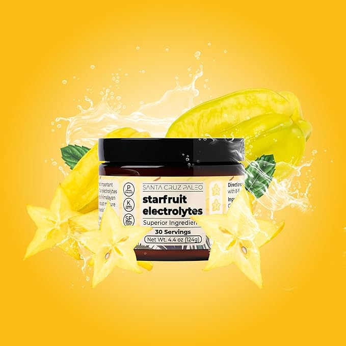 Santa Cruz Paleo Electrolyte Powder Starfruit with Himalayan & Sea Salt, Magnesium, Potassium, Sugar-Free, 30 Servings