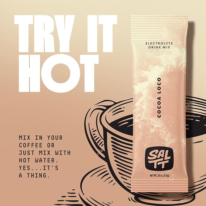 Keto Chow SALTT Electrolytes Powder Flavored Drink Mix - Cocoa Loco - 30 Hydration Packets - Magnesium, Potassium, Sodium, Trace Minerals - Zero Sugar & Gluten Free - Travel Essentials