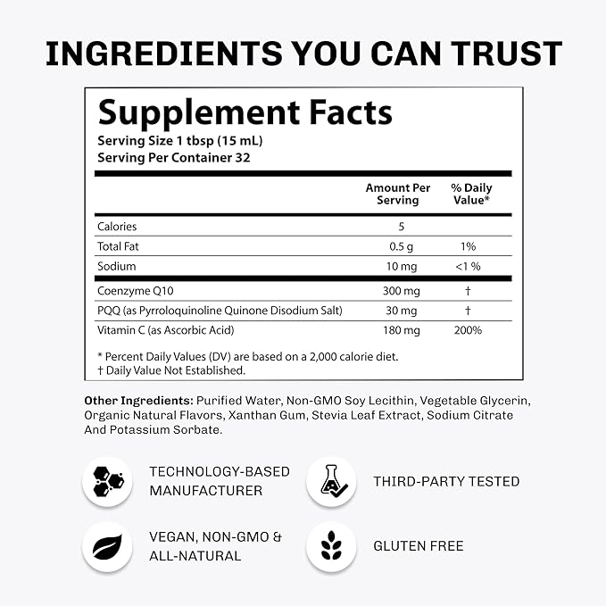 Aurora Nutrascience Mega-Liposomal CoQ10, PQQ & Vitamin C, Energy and Cellular Support, Gluten Free, Non-GMO, Sugar Free, Strawberry, 32 Servings, 16 fl oz