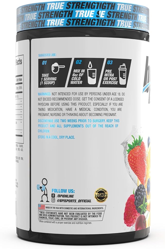 BPI Sports Best Glutamine - Essential Amino Acid for Intense Training with L-Glutamine - Post-Workout Recovery and Muscle Support - Berry Citrus, 14.1 oz