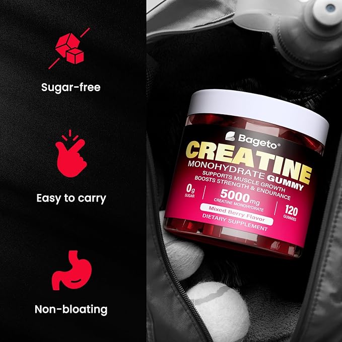 Creatine Monohydrate Gummies 5000mg for Men & Women, 120 Count Creatine for Enhanced Muscle Growth, Strength, and Recovery, Sugar Free Pre-Workout Supplement-Mixedberry Flavor 120 Count (Pack of 2)