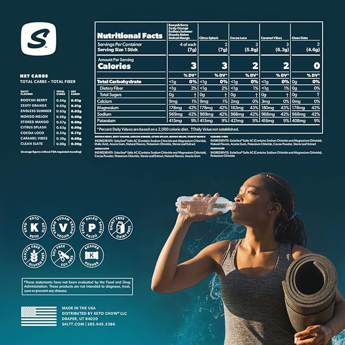 SALTT Electrolytes Powder Flavored Drink Mix - All The Things Variety - 30 Hydration Packets - Magnesium, Potassium, Sodium, Trace Minerals - Zero Sugar & Gluten Free - Travel Essentials