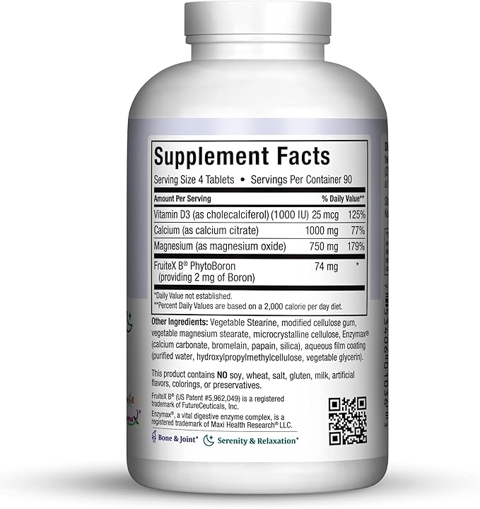 Maxi Health Calcium Magnesium Supplement with Vitamin D3 and Boron - Kosher Bone Health & Nighttime Formula, Calcium Citrate CalMag & Vitamin D (360 Tablets)