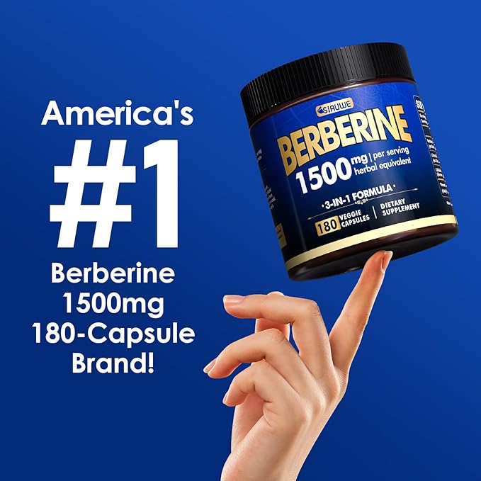 Berberine Supplement - Berberine Weight Loss, High-Potency Berberine 1500MG of Berberine HCL, Plus Citrus Bergamot - for Metabolic, Digestive, and Immune Support - Vegan, Non-GMO, 180 Capsules