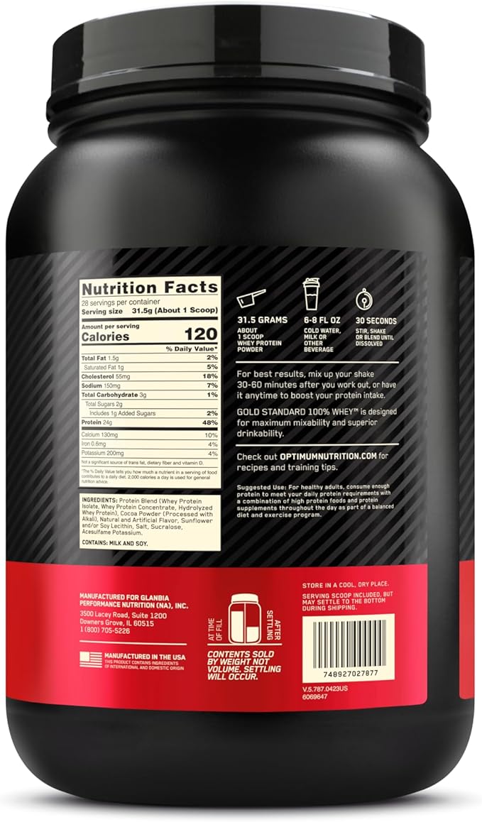 Optimum Nutrition Gold Standard 100% Whey Protein Powder, Rocky Road, 2 Pound (Packaging May Vary)
