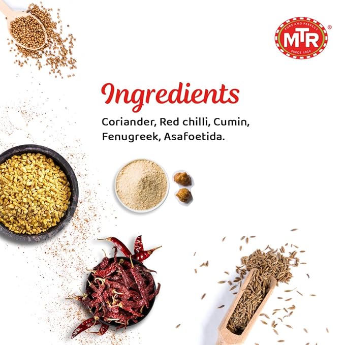 MTR Rasam Powder – Authentic Indian Blend of Coriander, Red Chili, Cumin, Fenugreek & Asafoetida – Mouth-Watering, Perfect for Rich, Flavorful Rasam – Pack of 6
