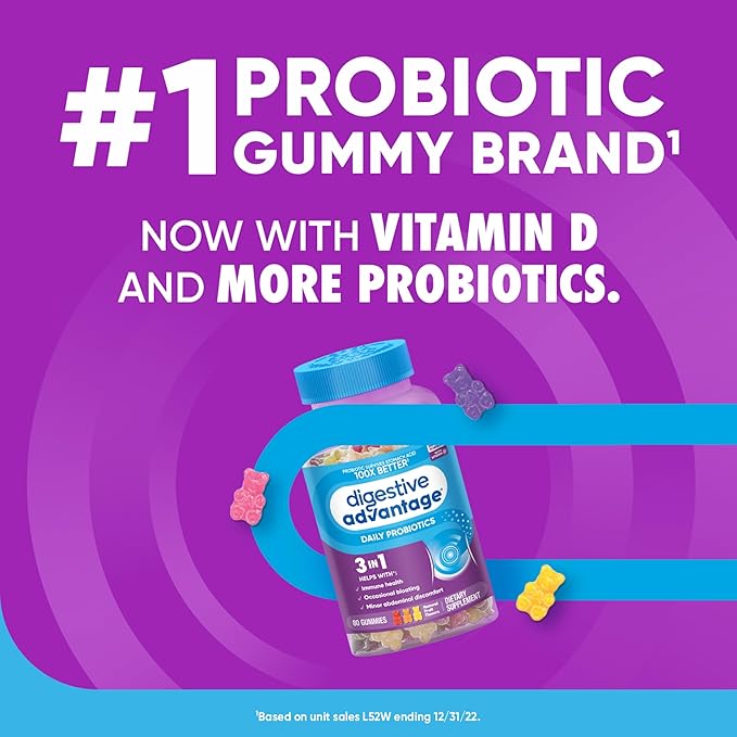 Digestive Advantage Probiotics - Daily Probiotic Gummies, 80 Count (ASA-117)