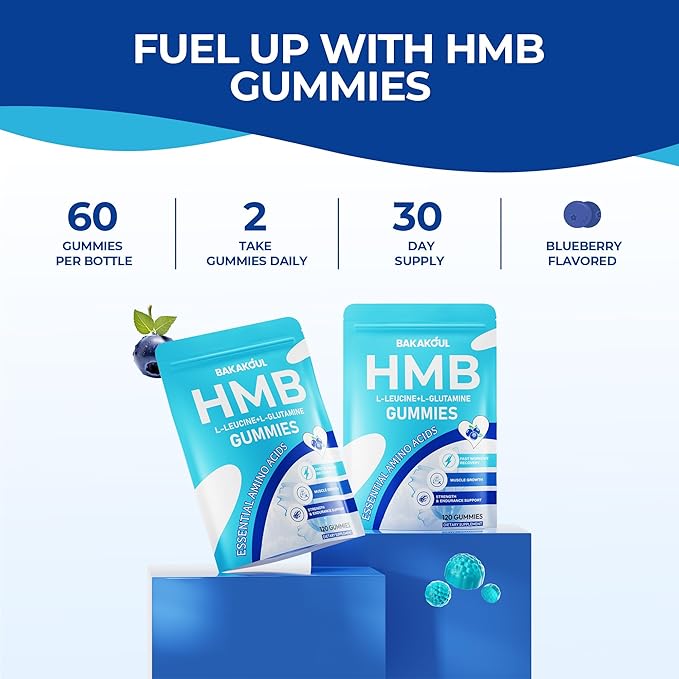 HMB and L-Leucine Gummies, HMB and Leucine Supplement Supports Muscle Fast Workout Support, HMB and Leucine Amino Acid for Men & Women, Sugar Free, Non-GMO, 240 Counts