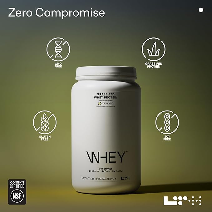 LTH Whey Protein - Grass-Fed Whey Protein Powder - with Amino Acids - Aids Lean Muscle & Recovery - Supports Immune & Liver Health - Vanilla, 20 Grams of Protein per Serving