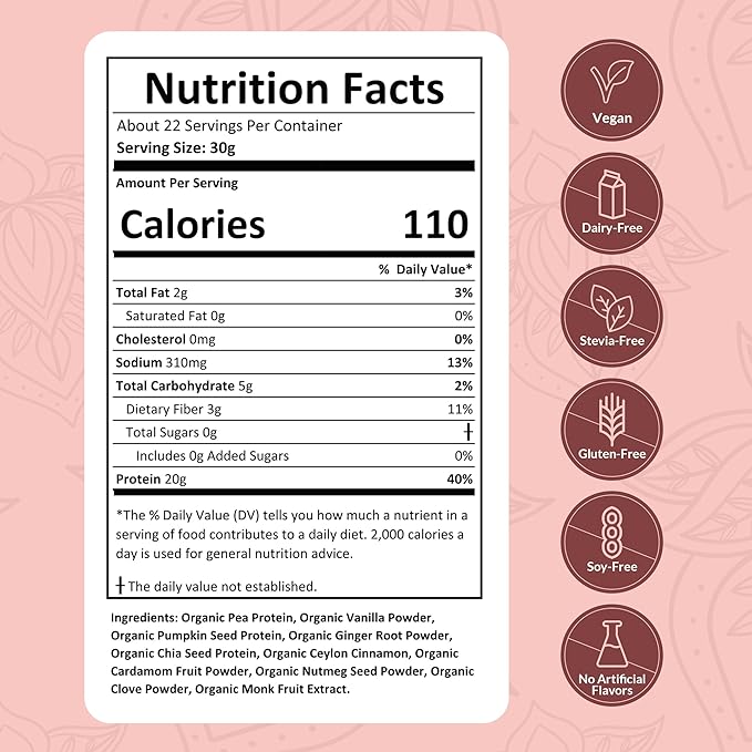 Organic Vegan Protein Powder Sample Pack – High-Protein Plant-Based Powder, Gluten-Free, Non-GMO, 30g Protein Per Serving – Ideal for Smoothies & Shakes (Vanilla Chai, 24 Pack)