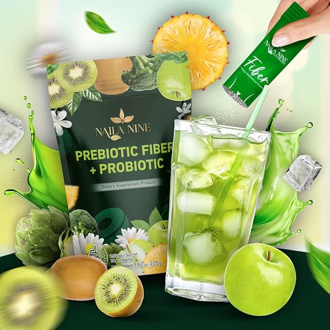 Prebiotic Fiber Supplement Powder Apple and Kiwi Flavour Pack of 15 Sachets