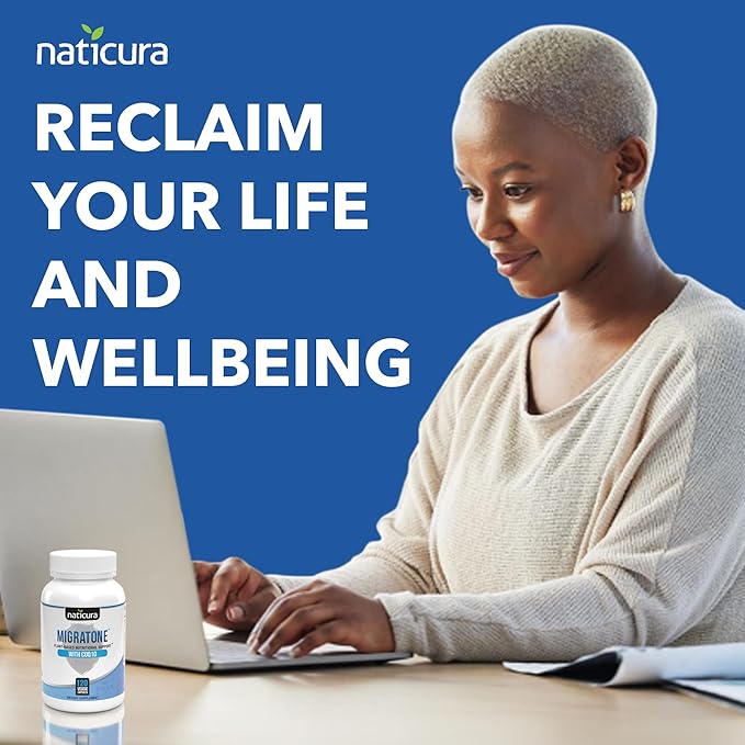 Migratone Migraine Relief - Natural Headache Relief Vitamin - Migraine Supplement with PA - Free Butterbur, Magnesium, Vitamin B2 B6 and B12, Microactive CoQ10 and Feverfew - Migraine Clinic's Choice