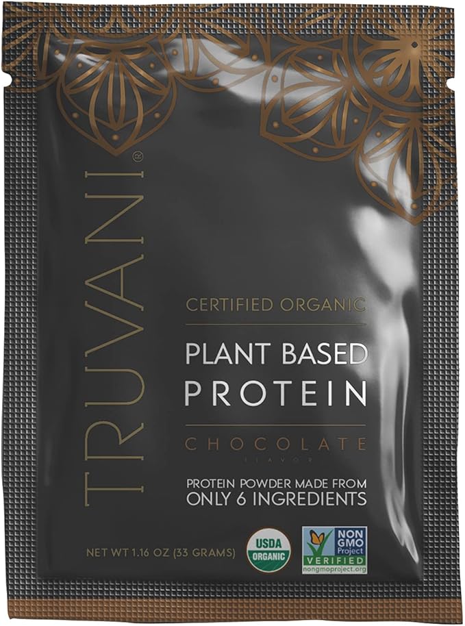 Truvani Vegan Pea Protein Powder | Chocolate | 20g Organic Plant Based Protein | 1 Serving | Keto | Gluten & Dairy Free | Low Carb | No Added Sugar