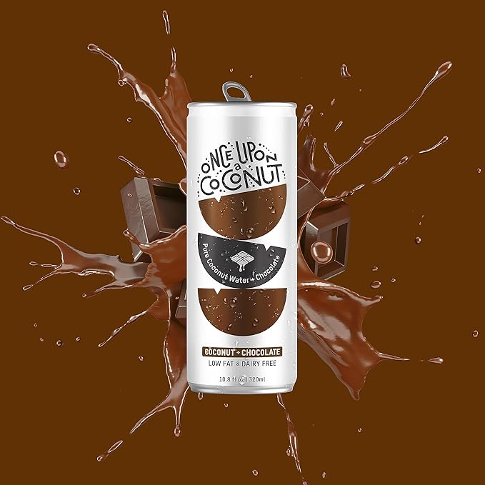 Once Upon a Coconut Chocolate Coconut Water - Low-Calorie, All-Natural Drink with Electrolytes - Non-GMO, Gluten-Free - Pack of 12 Cans (each 10.8 fl oz)