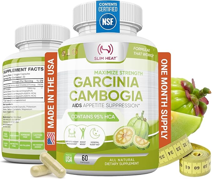 100% Pure Garcinia Cambogia Extract with 95% HCA - Manage Food Cravings - Best Carb Blocker for Women & Men - Max Strength Garcinia Cambogia Raw Diet Pills Made in USA - 60 Veggie Capsules