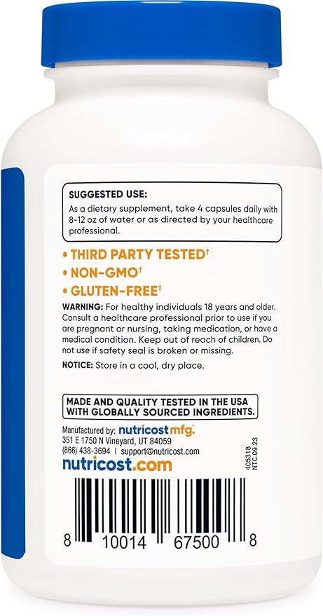 Nutricost L-Leucine 2,000mg, 120 Vegetarian Capsules, Non-GMO, Gluten Free, 30 Servings