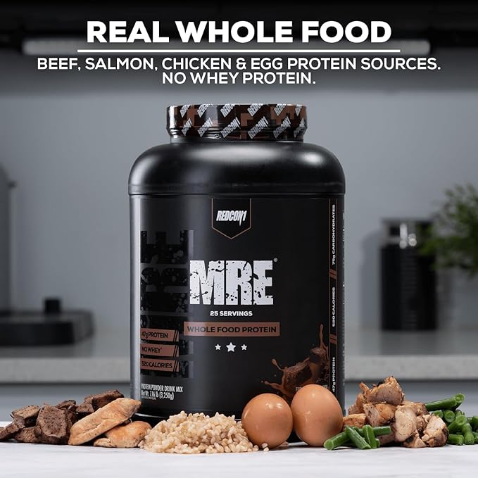 REDCON1 MRE Protein Powder, Peanut Butter Cookie - Meal Replacement Protein Blend Made with MCT Oil & Whole Foods - Protein with Natural Ingredients to Aid in Muscle Recovery (25 Servings)
