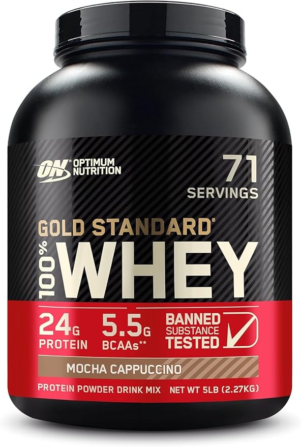 Optimum Nutrition Gold Standard 100% Whey Protein Powder, Mocha Cappuccino, 5 Pound (Packaging May Vary)