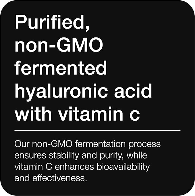 Ultra High Purity Hyaluronic Acid Capsules - 95%+ Highly Purified and Highly Bioavailable - 275mg Formula - Non-GMO Fermentation - High Strength with Vitamin C - 360 Capsules
